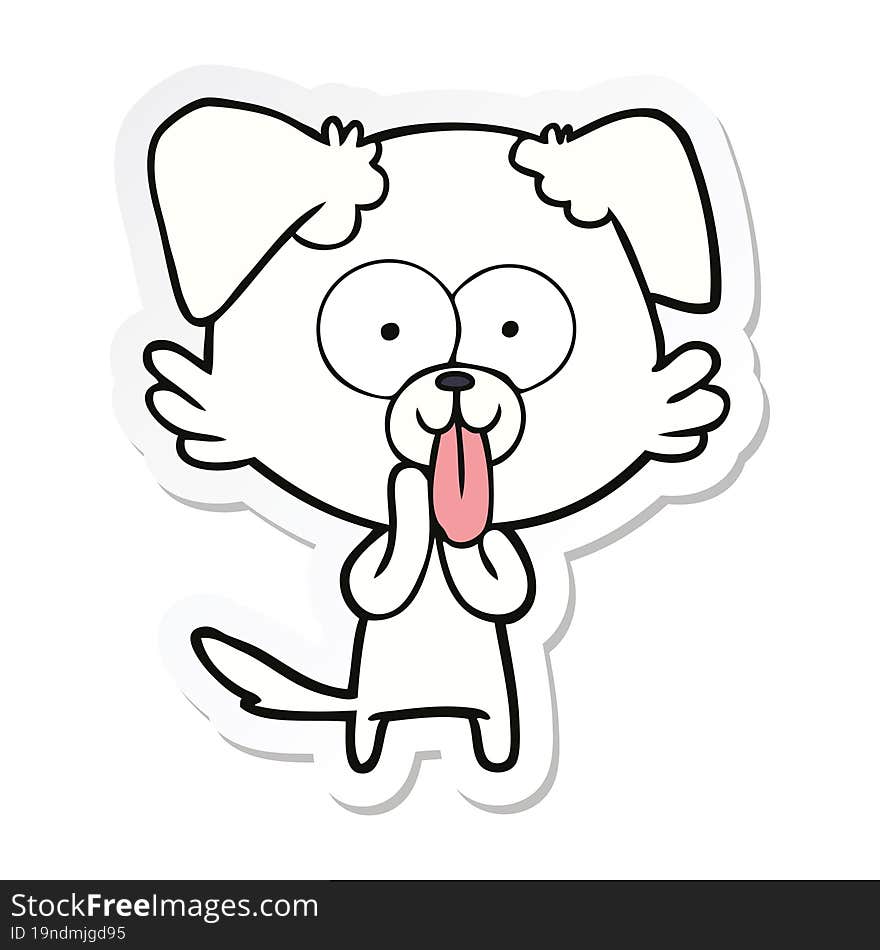 sticker of a cartoon dog with tongue sticking out