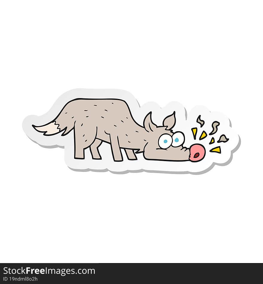 sticker of a cartoon dog sniffing