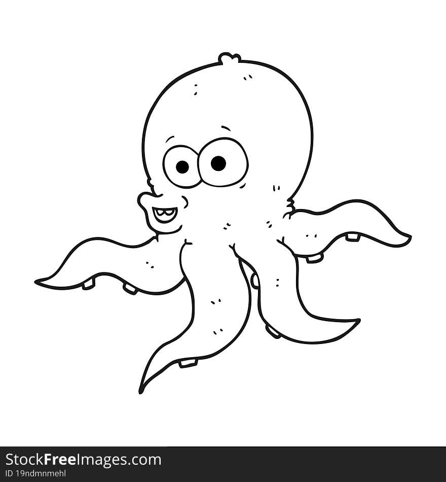 black and white cartoon octopus