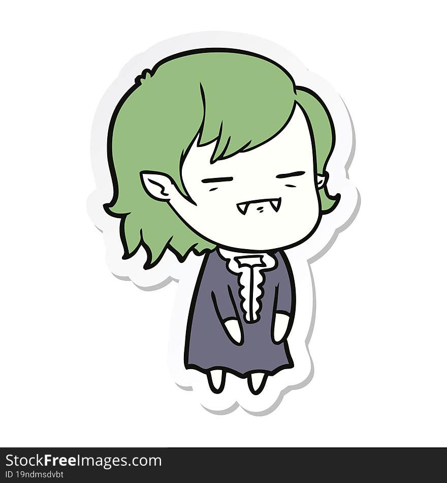 sticker of a cartoon undead vampire girl