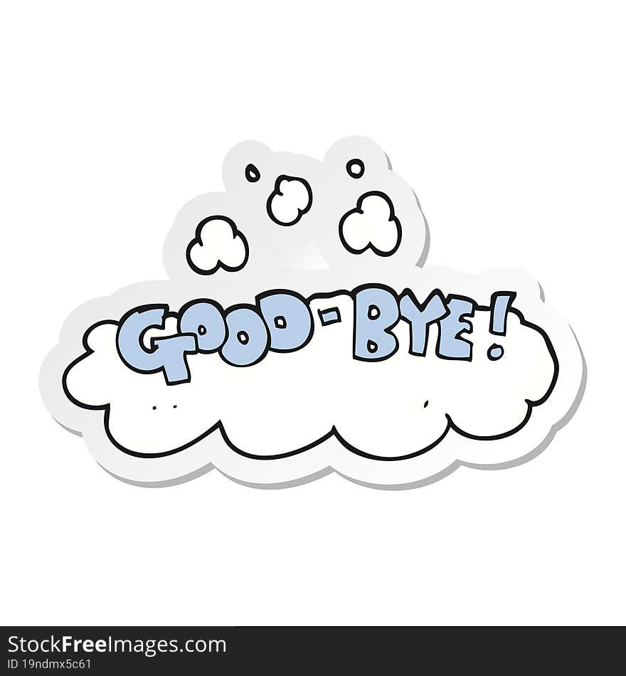 sticker of a cartoon good-bye symbol