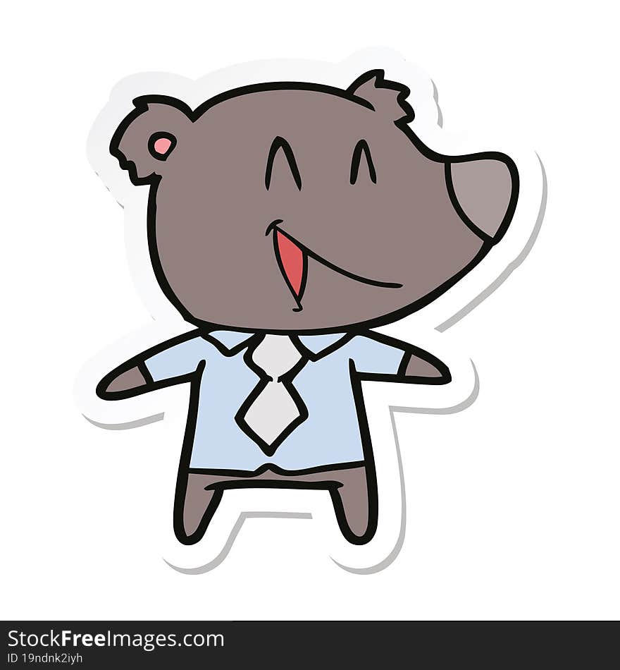 sticker of a cartoon bear in shirt and tie