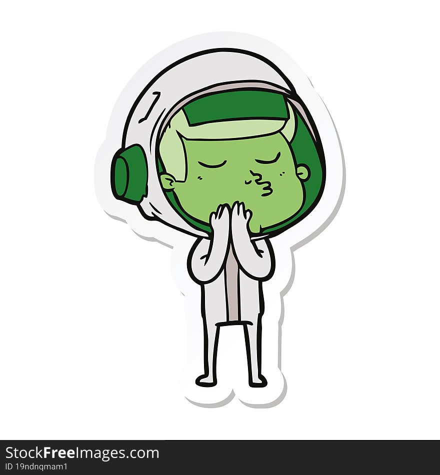 Sticker Of A Cartoon Confident Astronaut