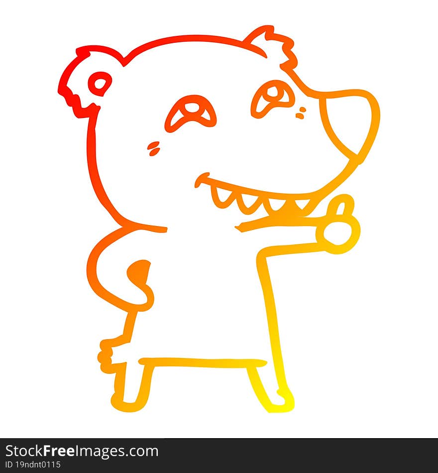 warm gradient line drawing cartoon polar bear giving thumbs up sign