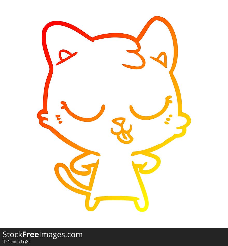 warm gradient line drawing happy cartoon cat