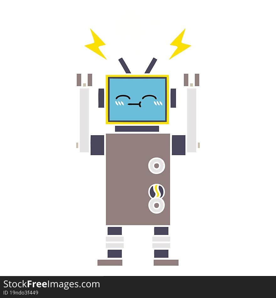 flat color retro cartoon of a robot