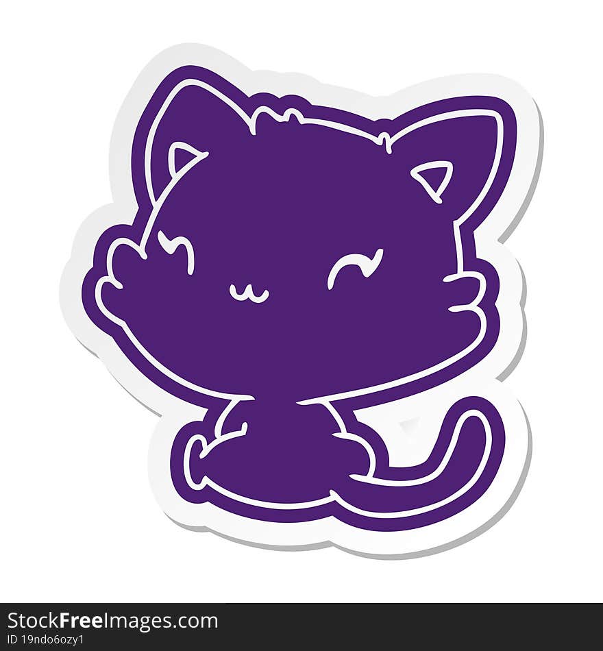 cartoon sticker of cute kawaii kitten