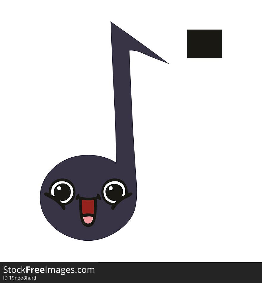 flat color retro cartoon musical note