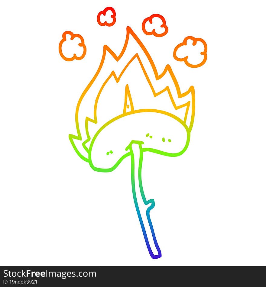 Rainbow Gradient Line Drawing Cartoon Hot Dog