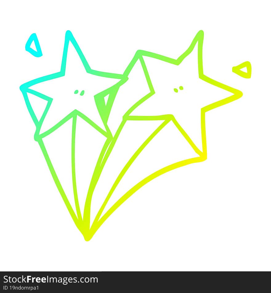 cold gradient line drawing cartoon stars