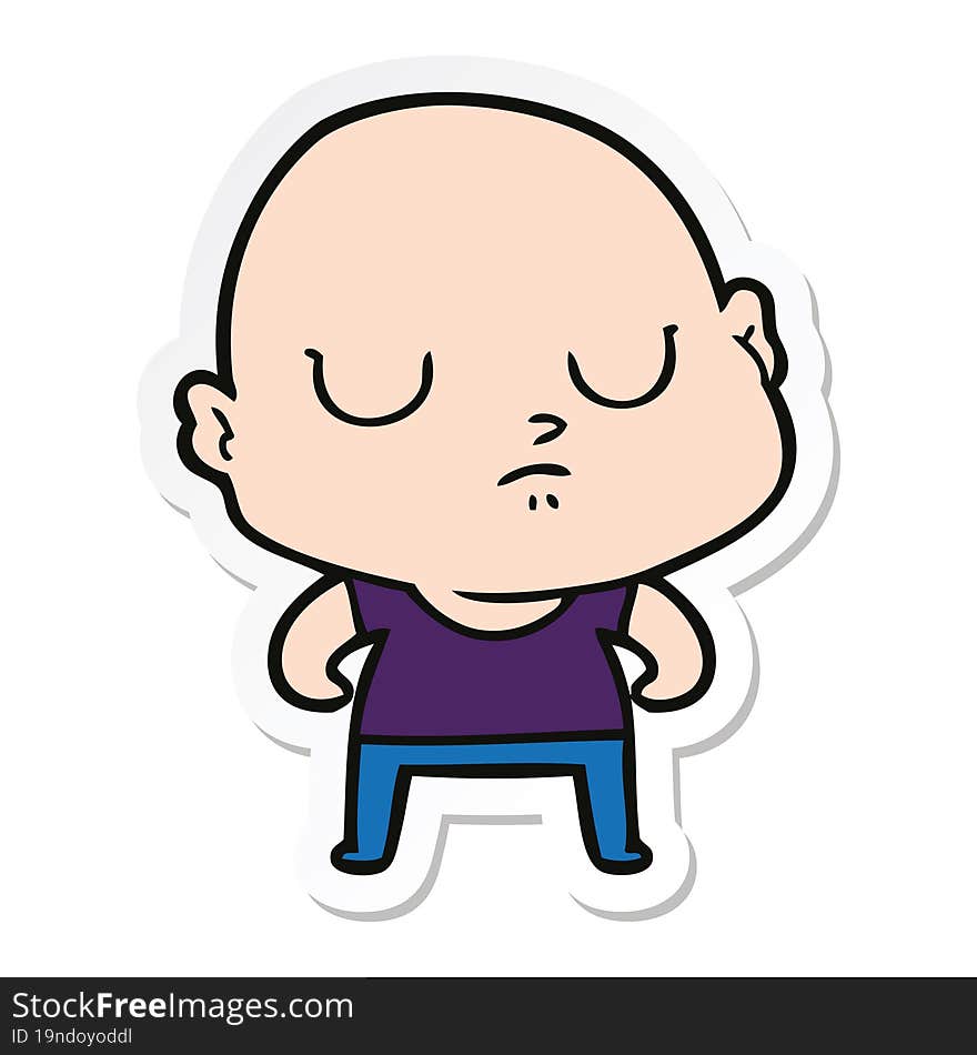 sticker of a cartoon bald man