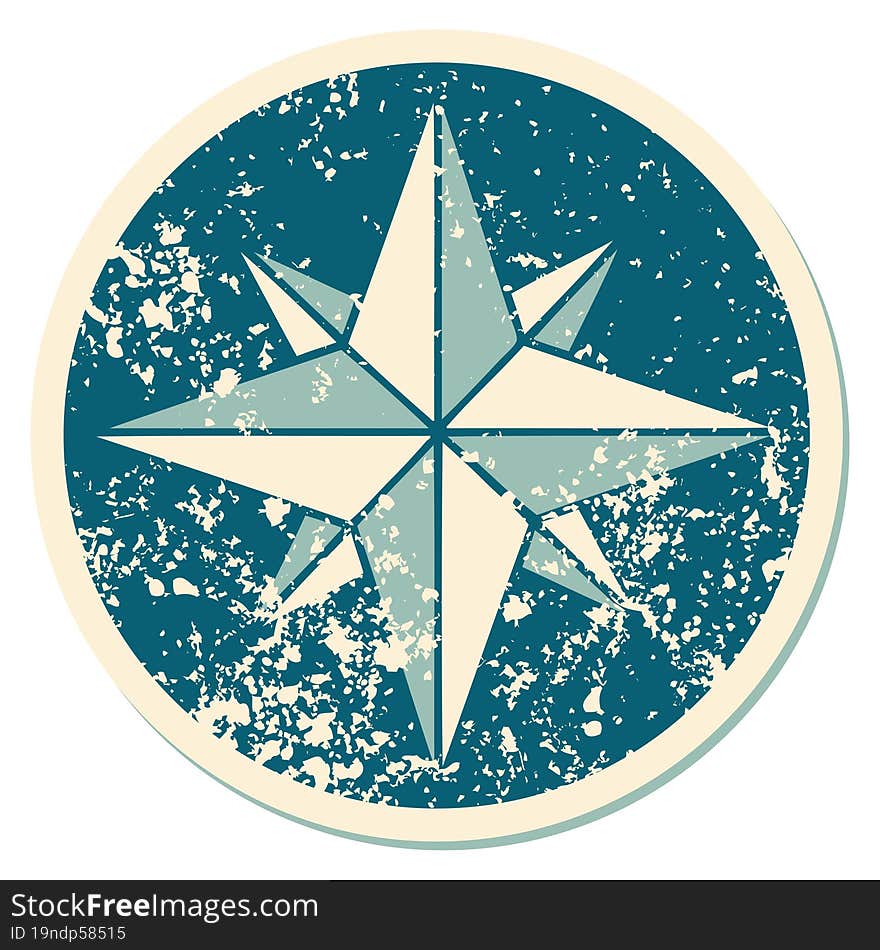 distressed sticker tattoo style icon of a star