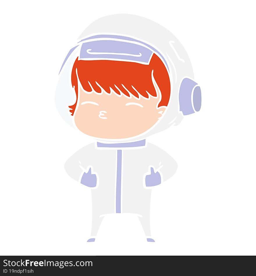 flat color style cartoon curious astronaut