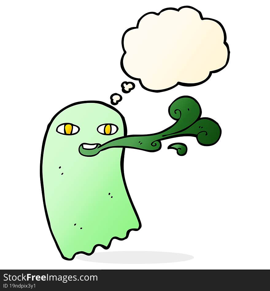 Funny Cartoon Ghost With Thought Bubble