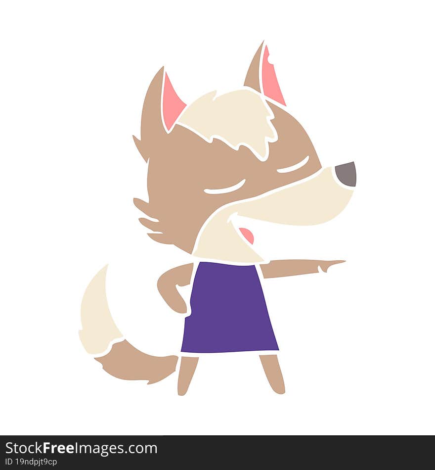 flat color style cartoon wolf laughing