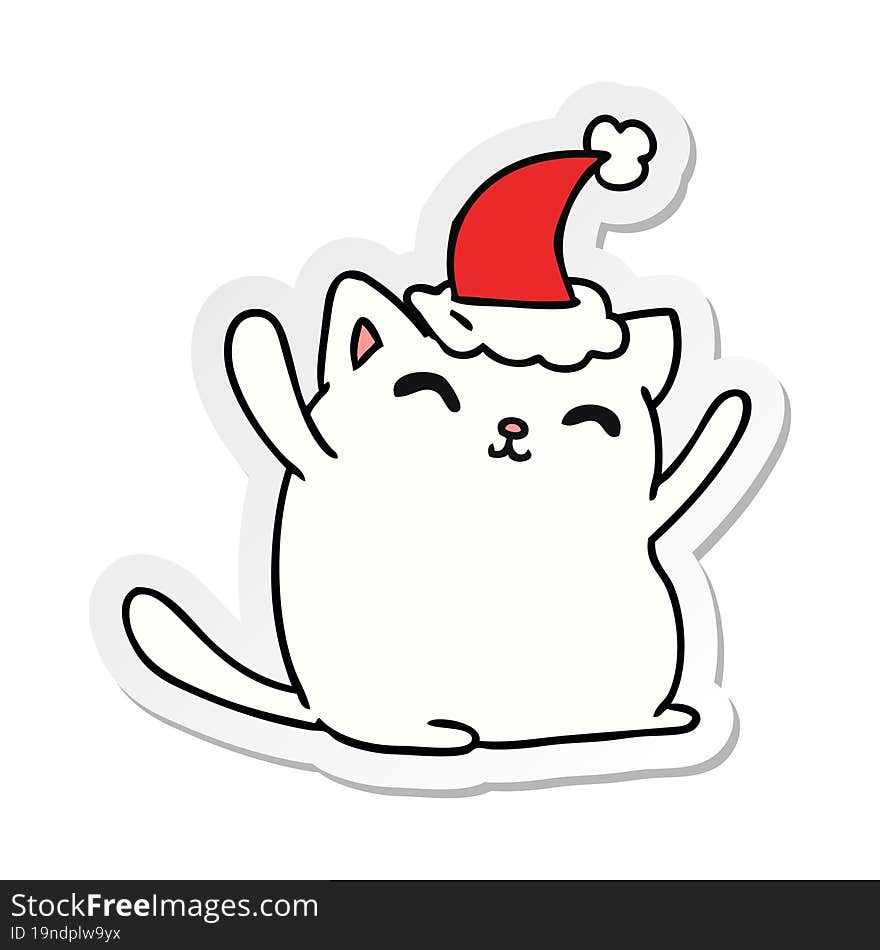 christmas sticker cartoon of kawaii cat