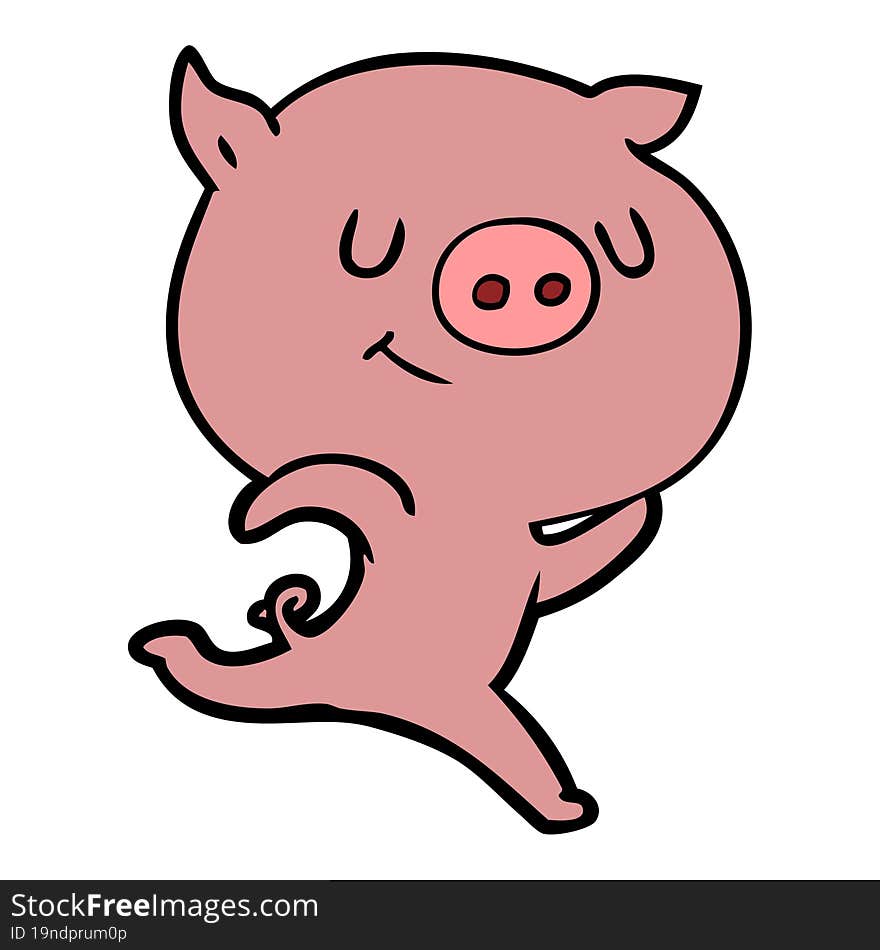 happy cartoon pig running. happy cartoon pig running