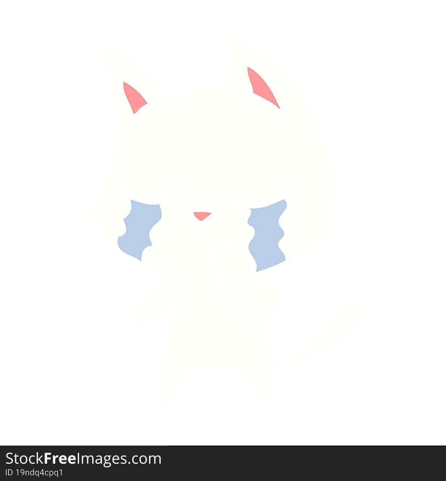 crying flat color style cartoon cat