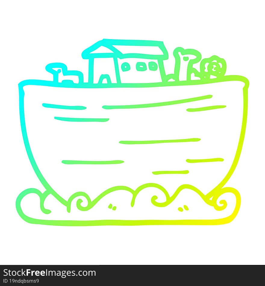 cold gradient line drawing cartoon noahs ark