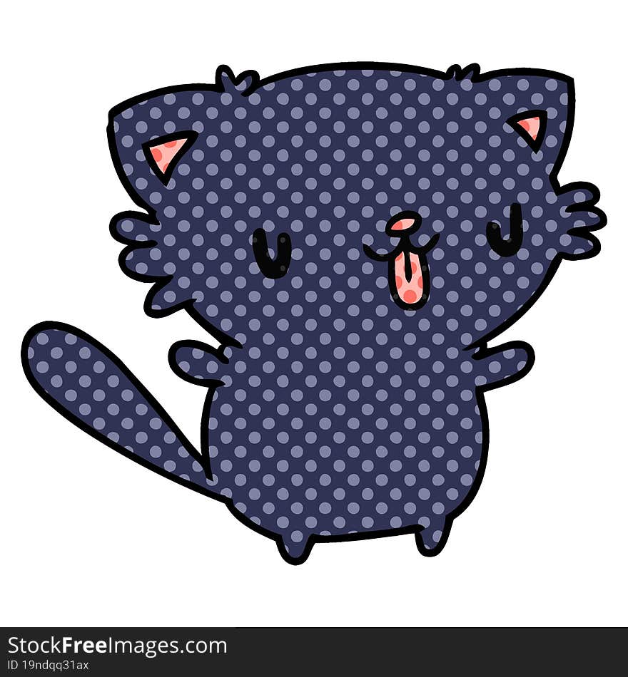 cartoon illustration of cute kawaii cat. cartoon illustration of cute kawaii cat