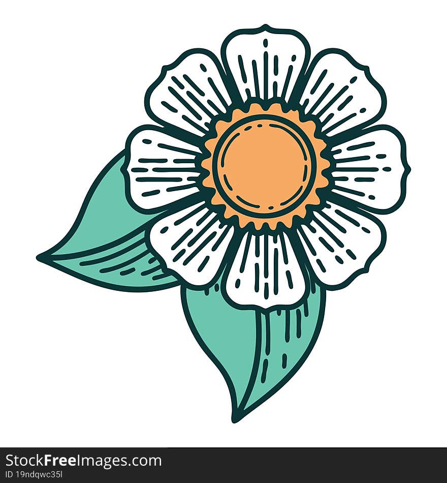 tattoo style icon of a flower