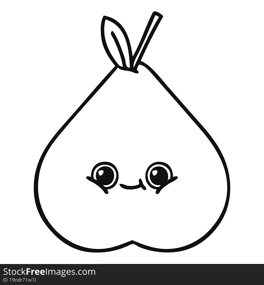 Line Drawing Cartoon Green Pear