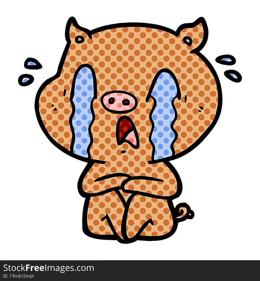 crying pig cartoon. crying pig cartoon