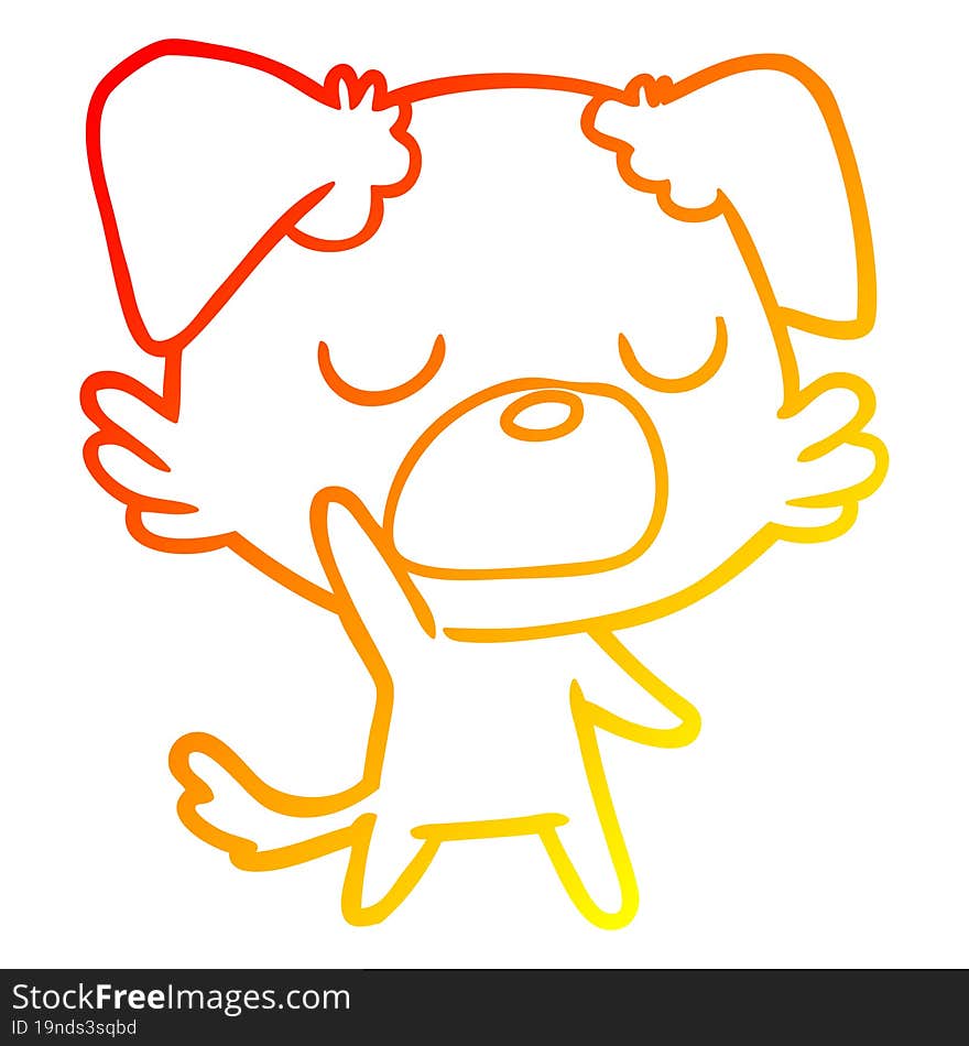 Warm Gradient Line Drawing Cartoon Dog