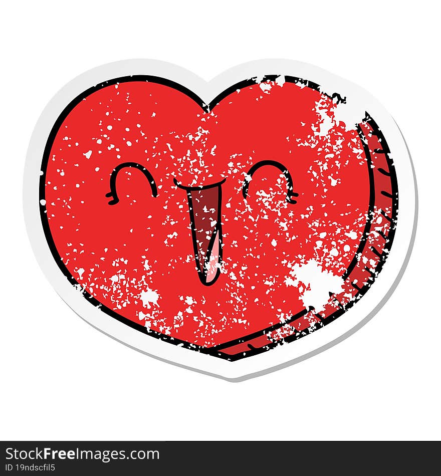 Distressed Sticker Of A Cartoon Love Heart