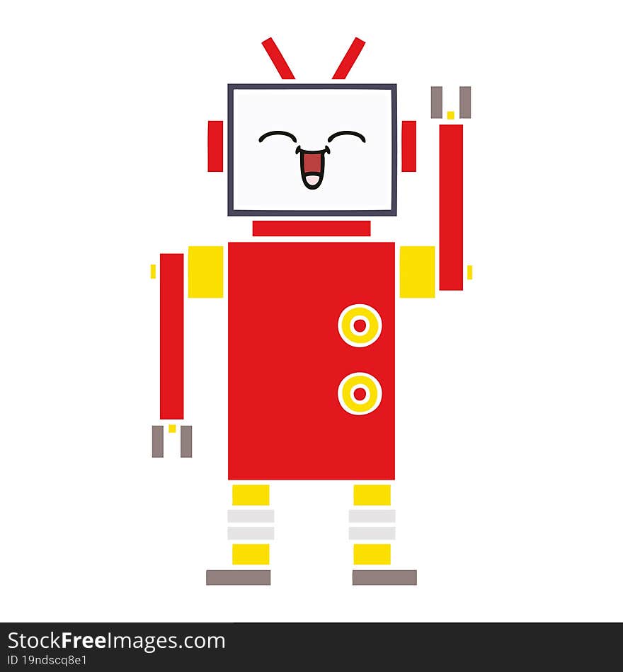 Flat Color Retro Cartoon Robot