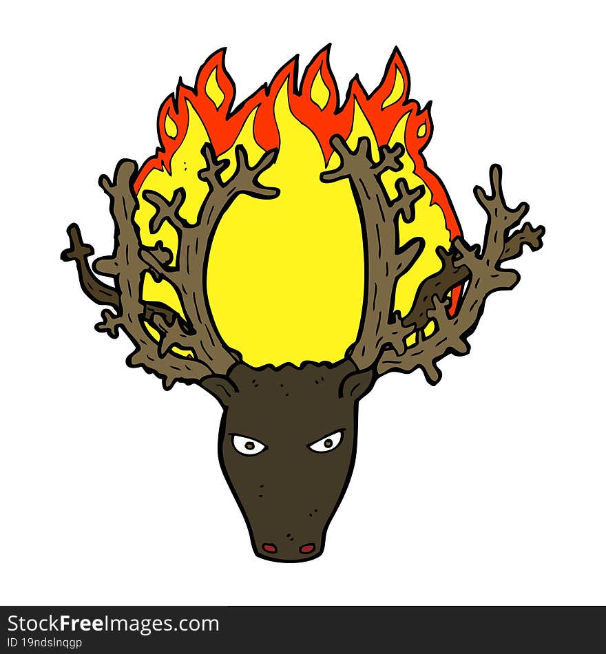 cartoon stag head fire symbol