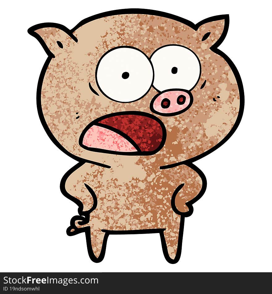 cartoon pig shouting. cartoon pig shouting