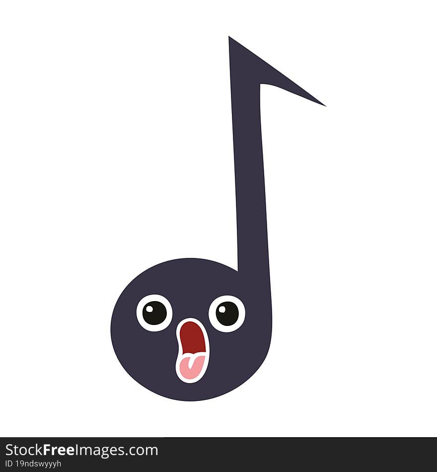 flat color retro cartoon musical note