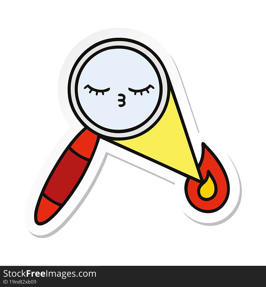 sticker of a cute cartoon magnifying glass