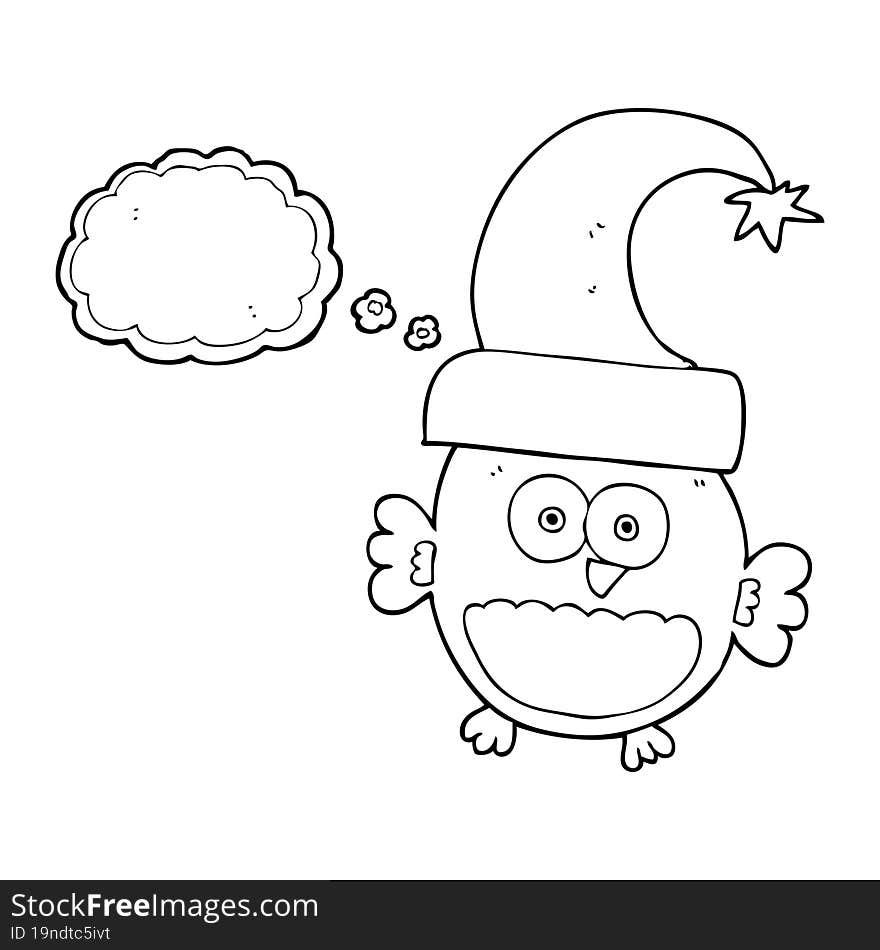 Thought Bubble Cartoon Little Christmas Owl