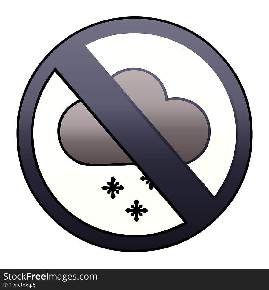 gradient shaded cartoon snow cloud warning sign