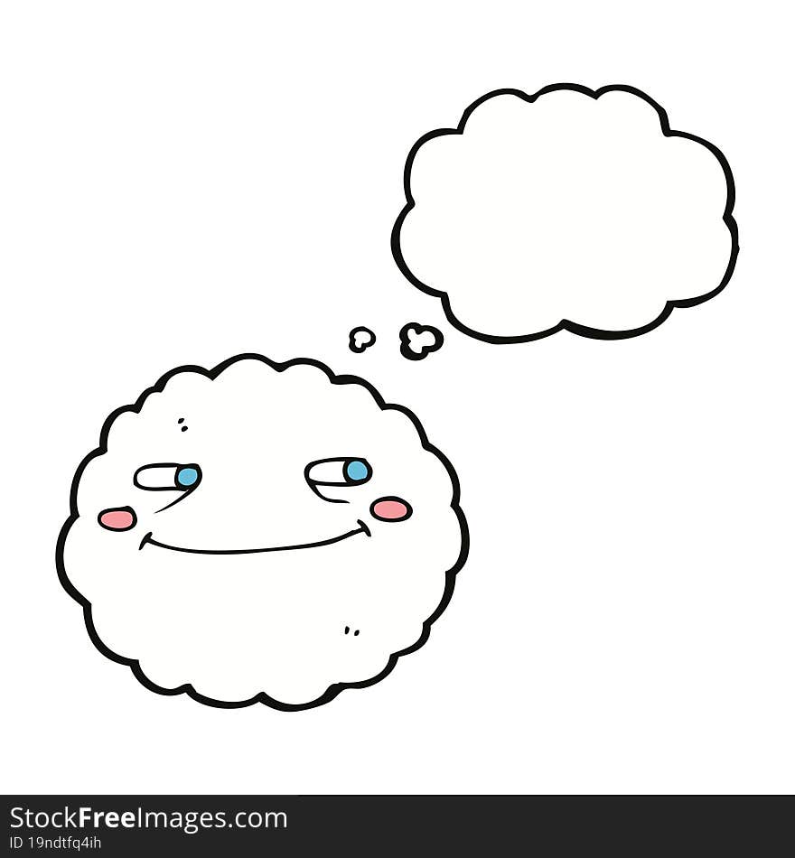 cartoon happy cloud with thought bubble