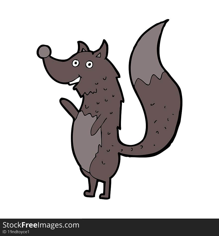 cartoon waving wolf