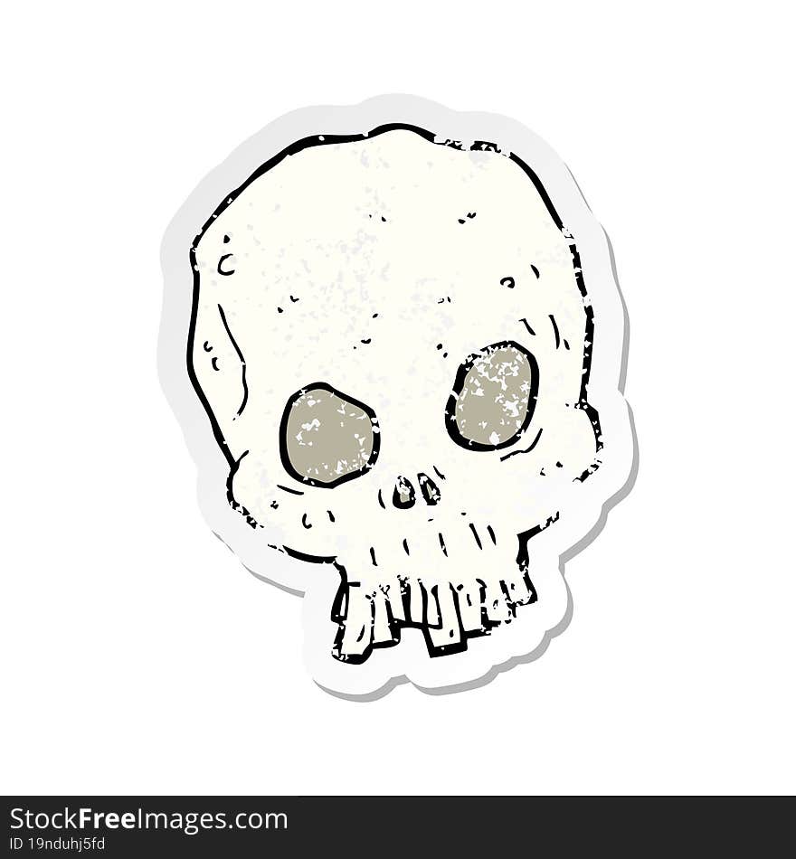 retro distressed sticker of a cartoon spooky skull