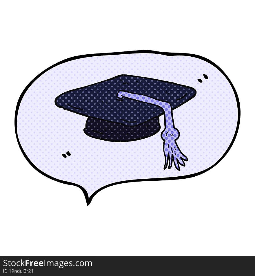 freehand drawn comic book speech bubble cartoon graduation cap