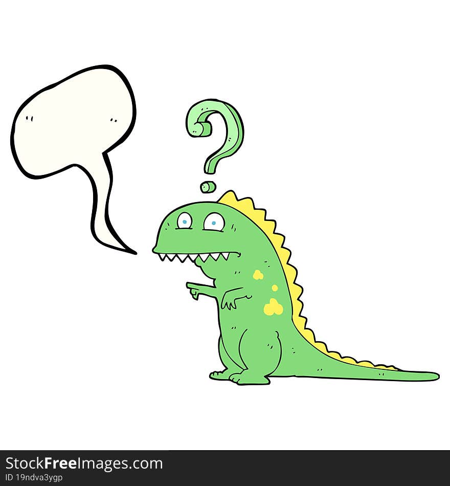 Speech Bubble Cartoon Confused Dinosaur