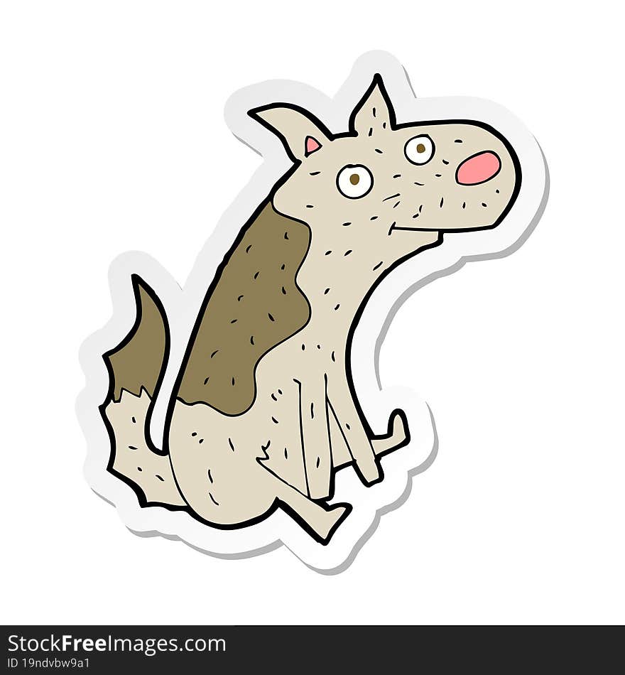 sticker of a cartoon sitting dog