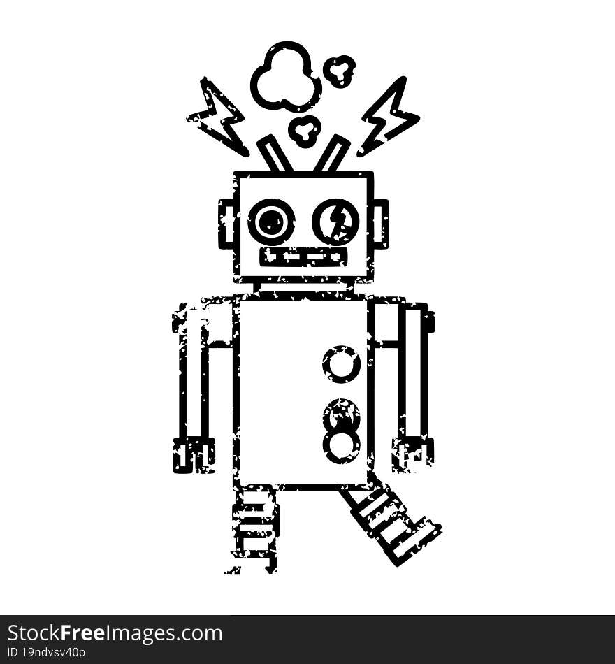 malfunctioning robot distressed icon symbol