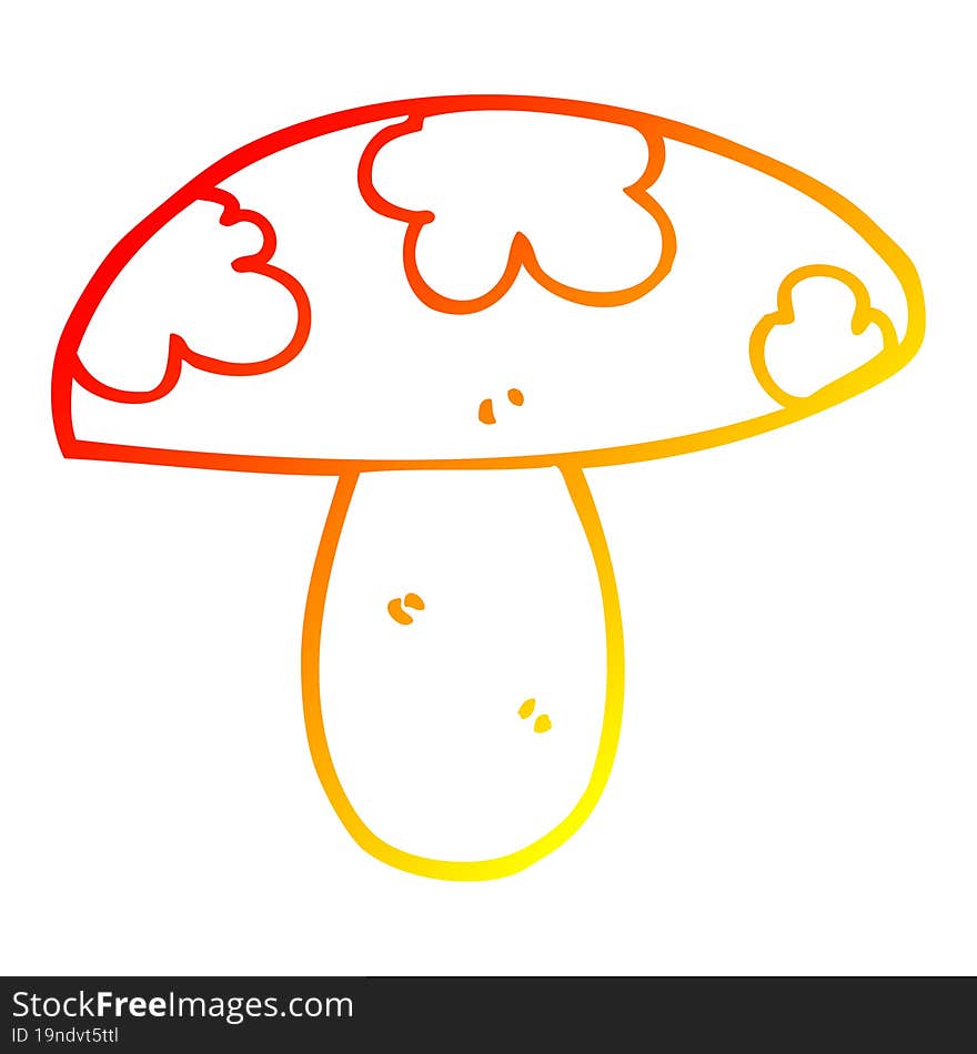 warm gradient line drawing of a cartoon mushroom