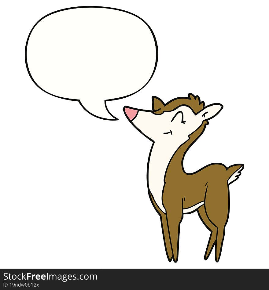 cartoon deer with speech bubble. cartoon deer with speech bubble