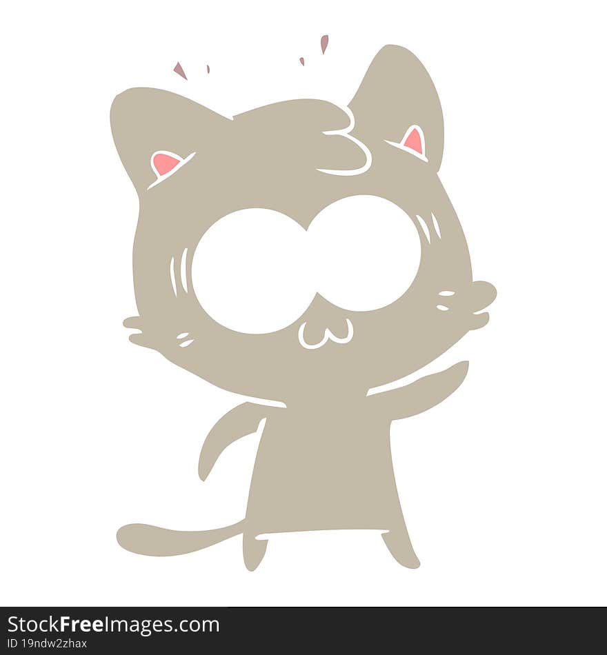 flat color style cartoon surprised cat