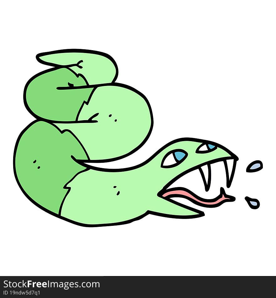 hand drawn doodle style cartoon hissing snake