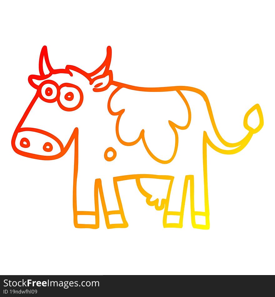 warm gradient line drawing cartoon farm cow