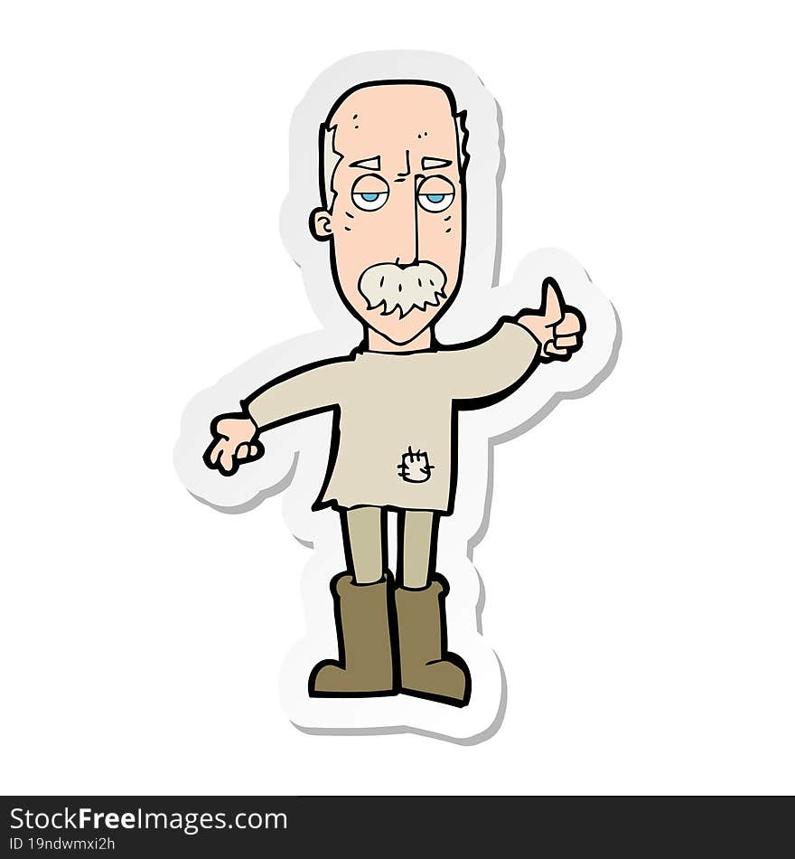 Sticker Of A Cartoon Annoyed Old Man