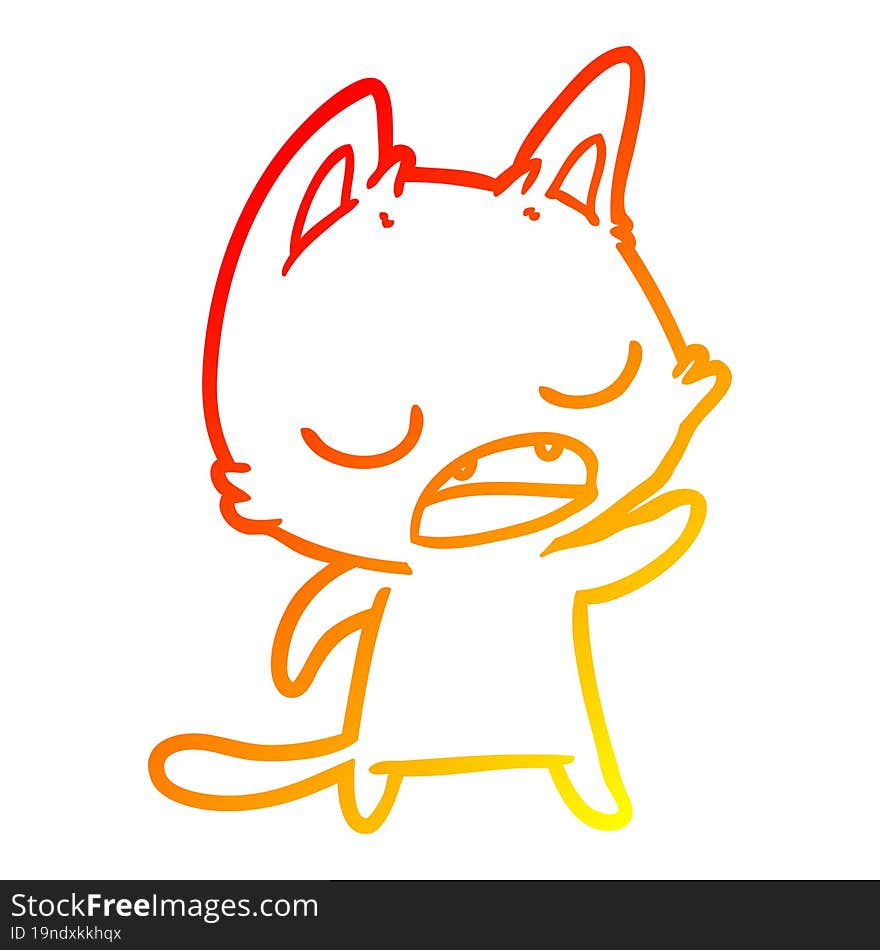 warm gradient line drawing talking cat cartoon